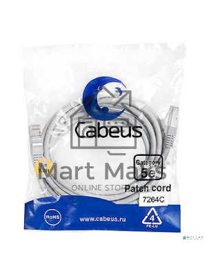 Шнур комм. Cabeus, кат. 5е, экр., F/UTP, RJ45/RJ45, PVC, AWG24, 3м, серый