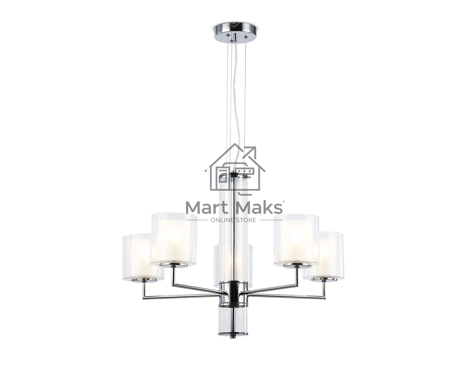 Люстра Ambrella light LH56001/5 СH/FR хром/белый матовый E14*5 max 40W D640*1260