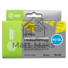 Картридж струйный Cactus CS-CN048 №951XL желтый (26 мл) для HP OfficeJet 251dw Pro, 276dw Pro, 8100 Pro, 8100e, 8600 Pro (N911a), 8600 Pro Plus (N911g), 8610 Pro (A7F64A), 8615 Pro, 8616 Pro, 8620 Pro