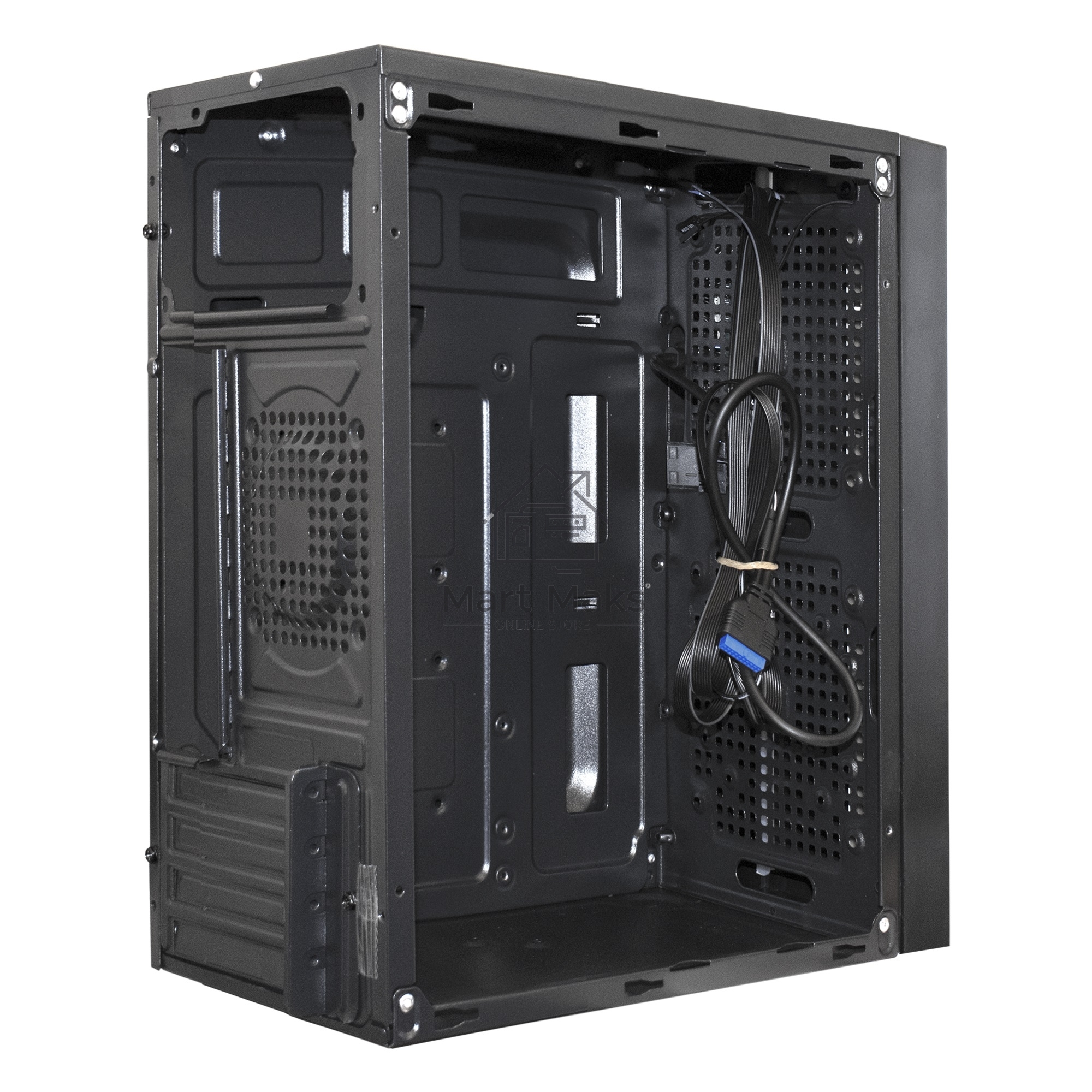 Компьютерный корпус Minitower ExeGate mEVO-9302-RGB-500W-12 (mATX, БП 500NPX с вент. 12см, 2*USB+1*USB3.0, HD аудио, черный с RGB подсветкой)