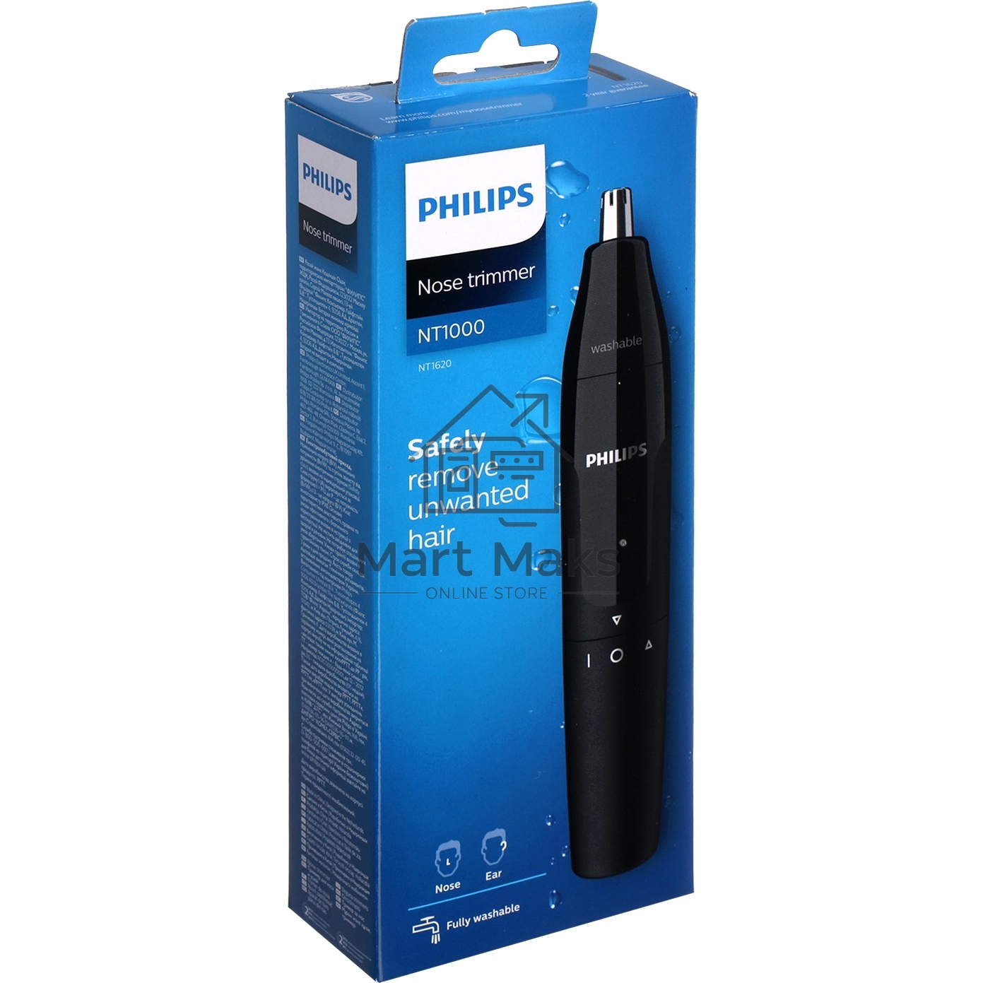 Триммер для носа Philips NT1620/15 роторный режущий элемент, водонепроницаемый корпус - пластик, цвет - черный, в комплекте батарейка АА