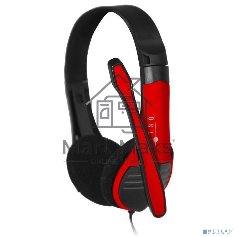 Наушники с микрофоном Oklick HS-M150 черный/красный 2.2м накладные (NO-003N)