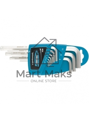 Набор ключей GROSS 16404имбусовых hex 1.5–10мм s2 9шт экстра-длин с шаром сатинированные