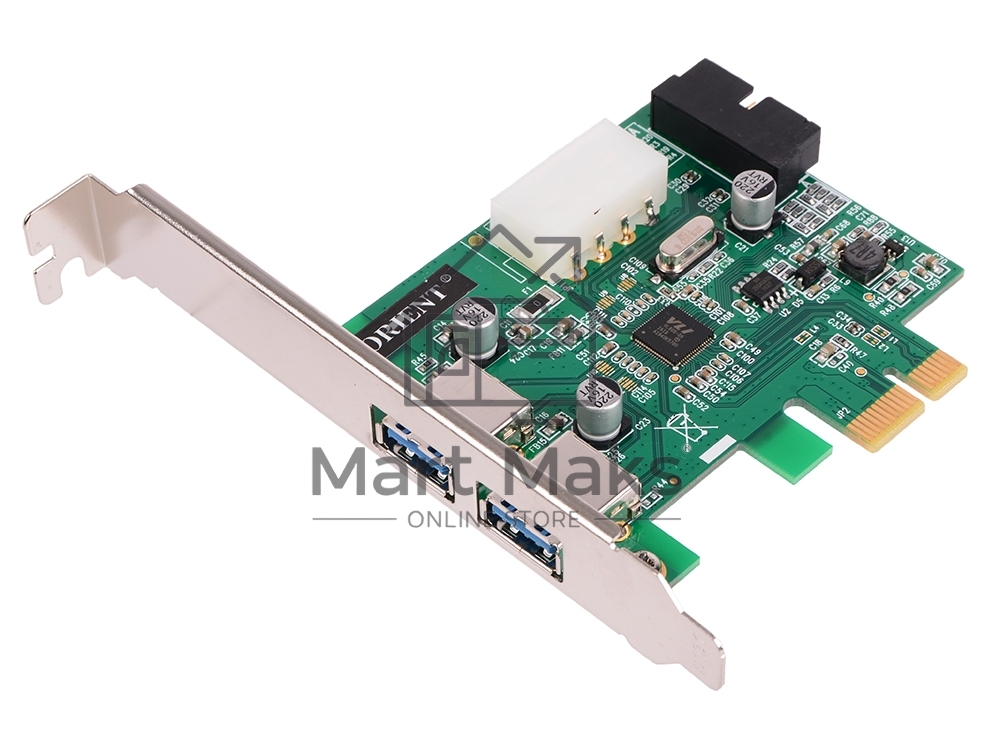 Контроллер ORIENT VA-3U2219PE, PCI-E USB 3.0 2ext/2int (19pin) port, VL805 chipset, разъем доп.питания, oem