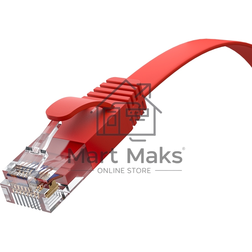Патч-корд GCR  PROF плоский прямой 2.0m, UTP медь кат.6, красный, 30 AWG, ethernet high speed 10 Гбит/с, RJ45, T568B, GCR-52859