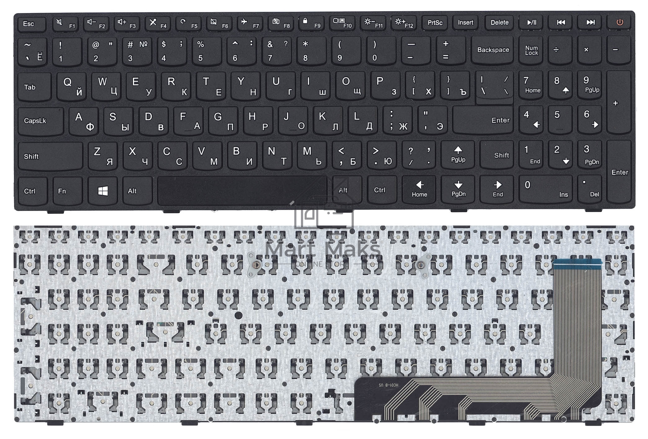 Клавиатура для ноутбука Lenovo IdeaPad 110-15ISK 110-17ACL черная с рамкой