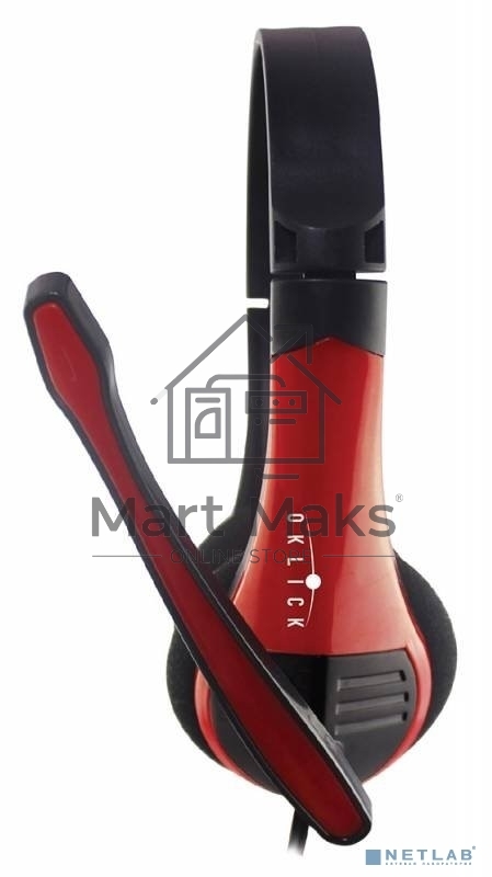 Наушники с микрофоном Oklick HS-M150 черный/красный 2.2м накладные (NO-003N)