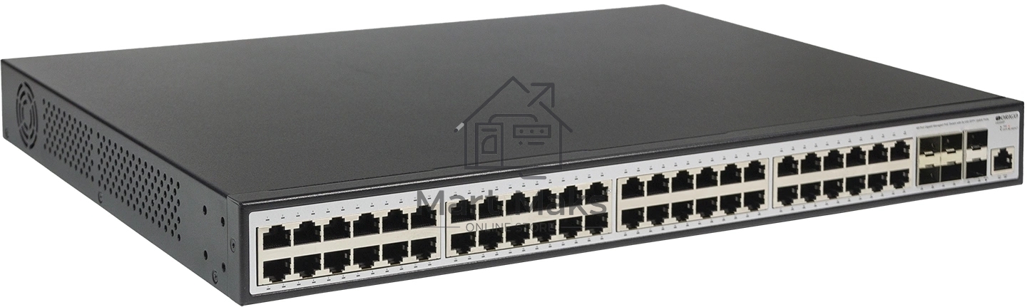 Коммутатор ORIGO Managed L3 Switch 48x1000Base-T PoE, 6x10GBase-X SFP+, PoE Budget 880W, RJ45 Console, 19