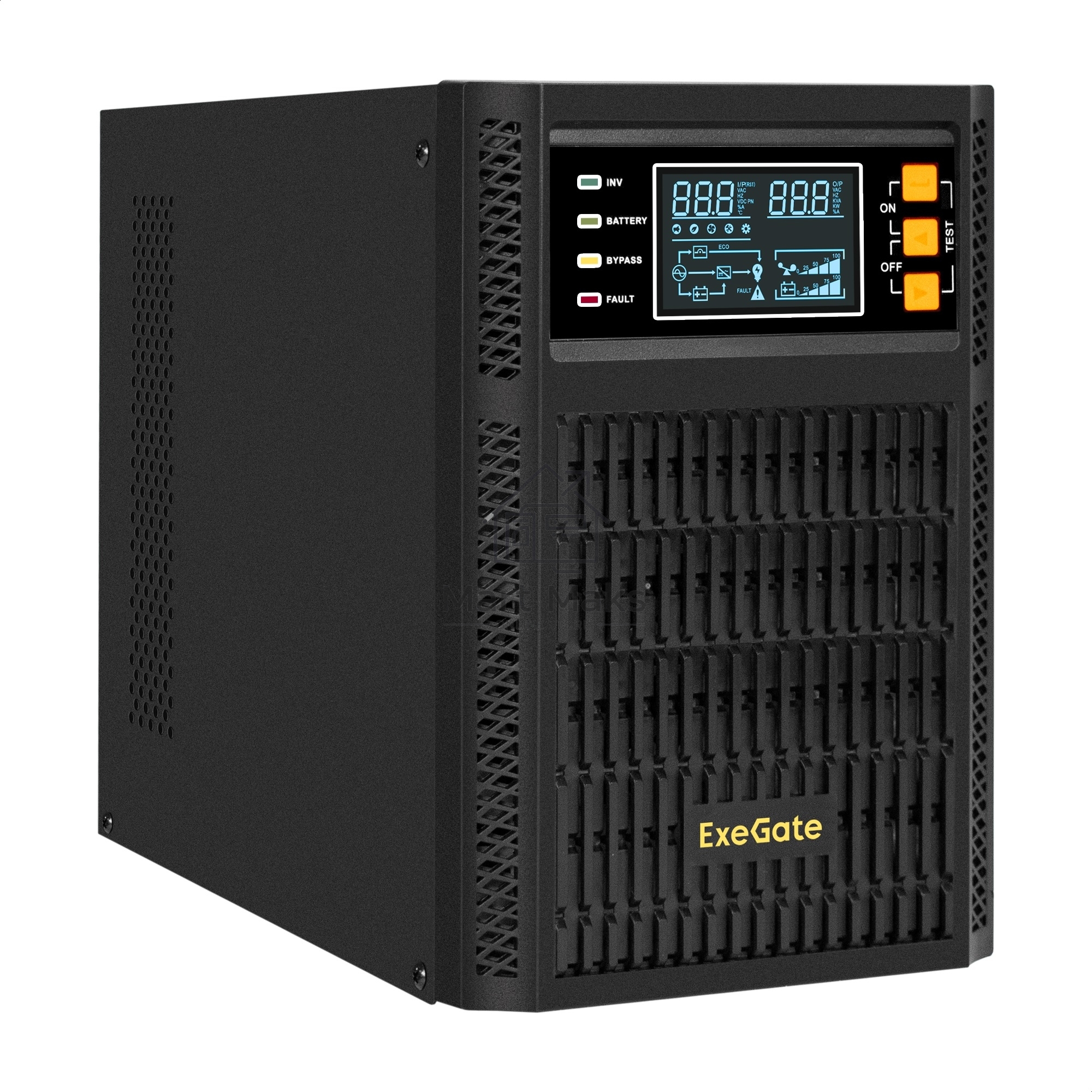 Источник бесперебойного питания On-line ExeGate PowerExpert TL-2000.LCD.AVR.3SH.USB.RS232.SNMP <2000VA/2000W, On-Line, PF=1, LCD, 3*Schuko, RS232, USB, SNMP-slot, встроенные батареи 12V 7.2Ah - 4шт, Tower, металлический корпус, Black>