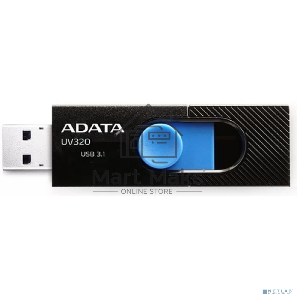 Флешка USB R/W ADATA R/W 64GB ADATA UV320, USB 3.1, черный/Голубой