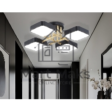Люстра светодиодная на штанге Ambrella light FL516343/4 BK/GD черный/золото 72W 3000-6000K 550*550*150 (без ПДУ)