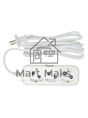 Сетевой удлинитель Buro BU-PSL3.3/W 3м (3 розетки) белый (пакет ПЭ)