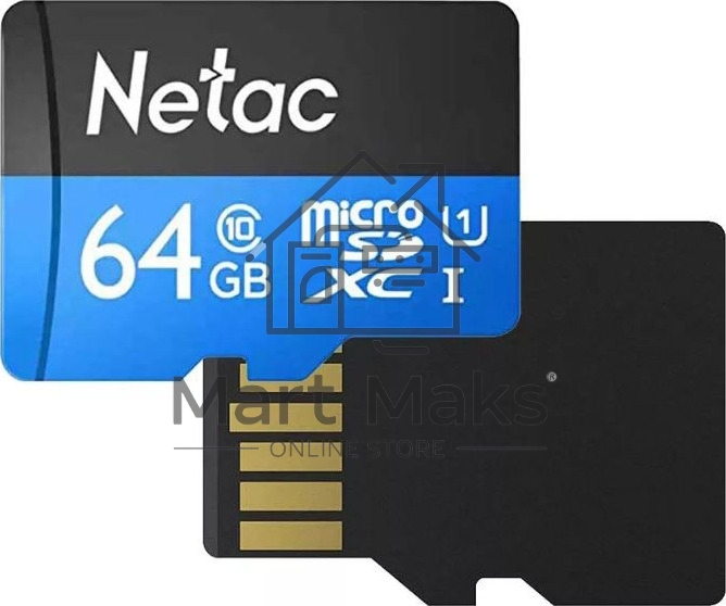 Флеш карта microSDHC 64GB Netac P500 <NT02P500STN-064G-S> (без SD адаптера) 80MB/s