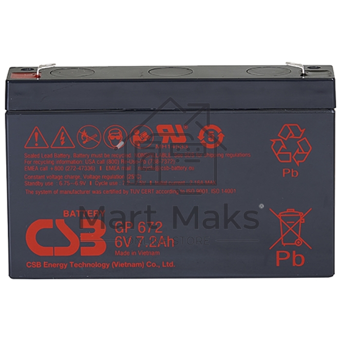 Батарея CSB GP 672 (6V 7.2Ah)
