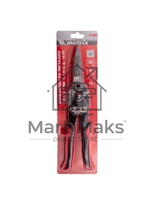 Ножницы по металлу Matrix, удлиненные, 285 мм, пряморежущие, обрезиненные рукоятки