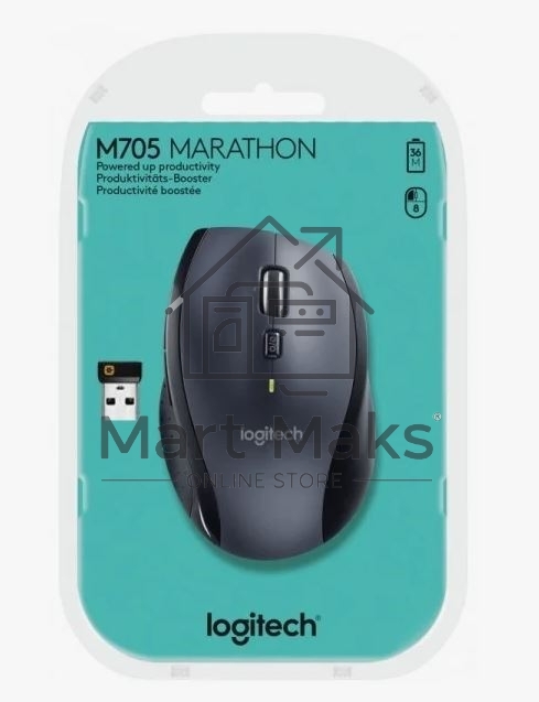 Мышь беспроводная Logitech M705 черный, 1000 dpi, радиоканал, USB, кнопки - 7