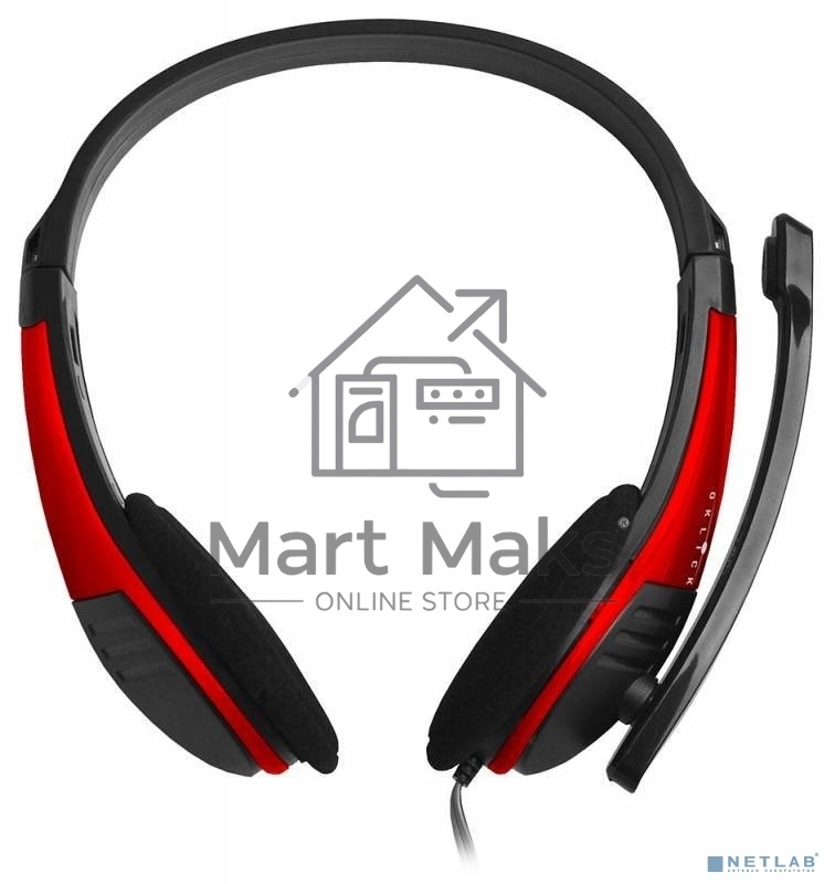 Наушники с микрофоном Oklick HS-M150 черный/красный 2.2м накладные (NO-003N)