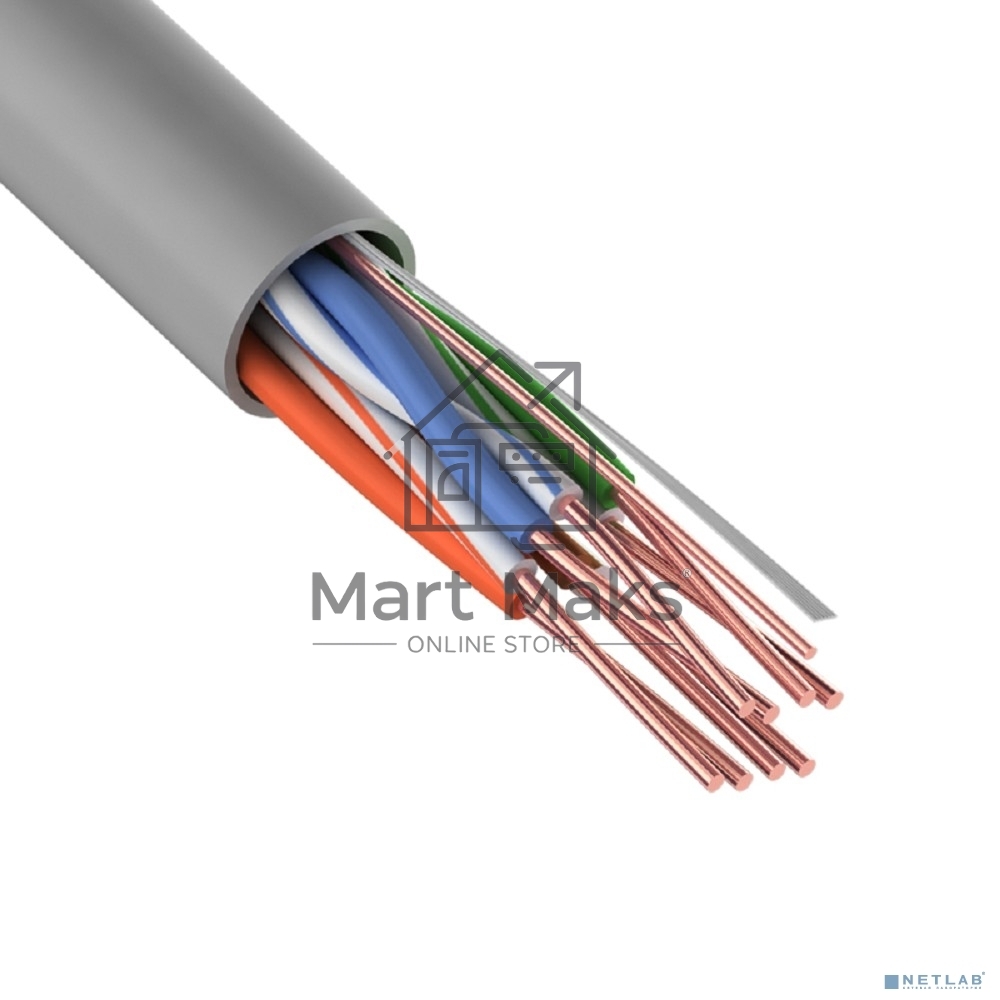 Кабель UTP Rexant 4PR 24AWG, CU (медь), CAT5e, 100 МГц, PVC, серый, бухта 100 м