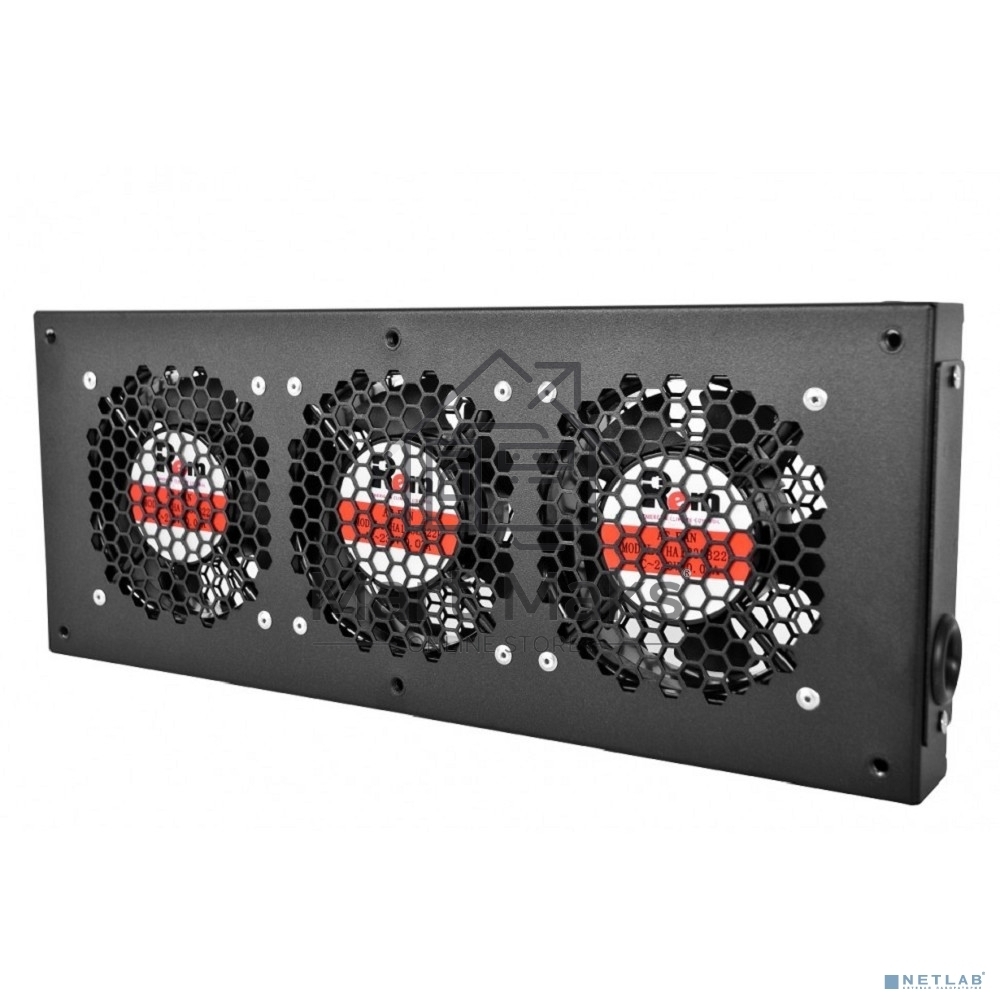 Модуль вентиляторный ЦМО, 3 вентилятора, колодка, черный R-FAN-3J-9005