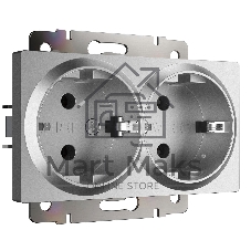 Розетка двойная с заземлением Werkel W1172065 (серебряный матовый)