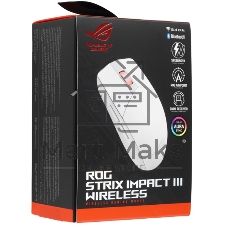Мышь беспроводная ASUS ROG Strix Impact III белый, 36000 dpi, USB Type-A, радиоканал, Bluetooth, кнопки - 5