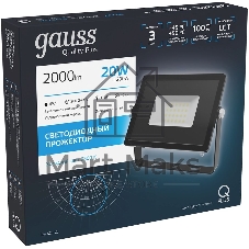 Прожектор светодиодный Gauss LED Qplus 20Вт IP65 6500К черный