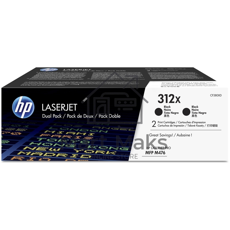 Картридж лазерный двойная упаковка Hewlett-Packard HP 312A CF380XD черный для LaserJet Pro M476dn, M476dw, M476nw 4400 стр.