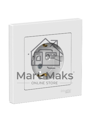 Розетка ATLAS DESIGN с заземл. защ. шторки 16А в сборе белый SchE ATN000144