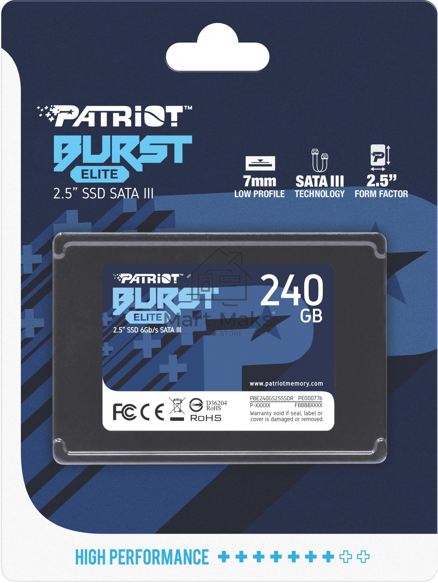 Накопитель SSD Patriot Burst Elite, 240GB, SATA, 2.5