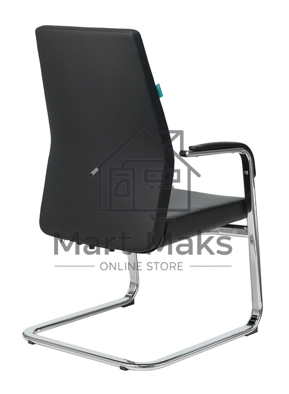 Кресло офисное Бюрократ JONS-LOW-V/BLACK на полозьях, черный, кожа