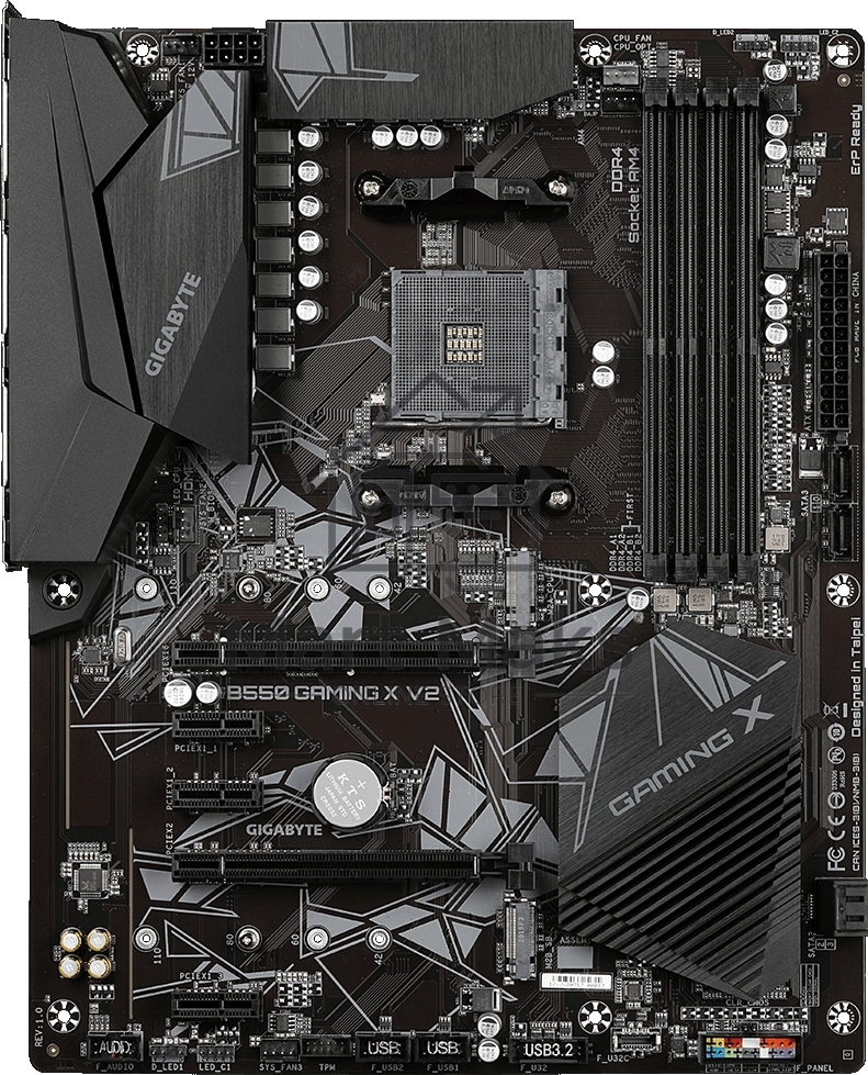 Материнская плата Gigabyte B550 GAMING X V2, AM4, AMD B550, 4xDDR4, 4xSATA, 2xM.2, 1xPCI-E 4.0 x16, 1xPCI-E 3.0 x2, 1xHDMI, 1xDVI-D, 1x 1Gb LAN, 1xUSB 3.2 Gen 2, 3xUSB 3.2 Gen 1, 2xUSB 2.0, 3x3.5 мм, 7.1, Standard-ATX