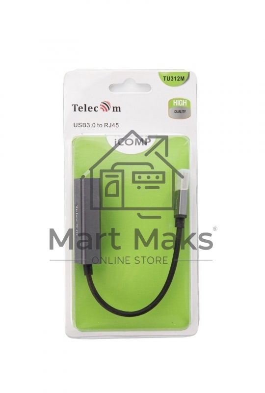 Кабель-переходник USB 3.0 (Am) --> LAN RJ-45 Ethernet 1000 Mbps, Aluminum Shell,Telecom <TU312M>