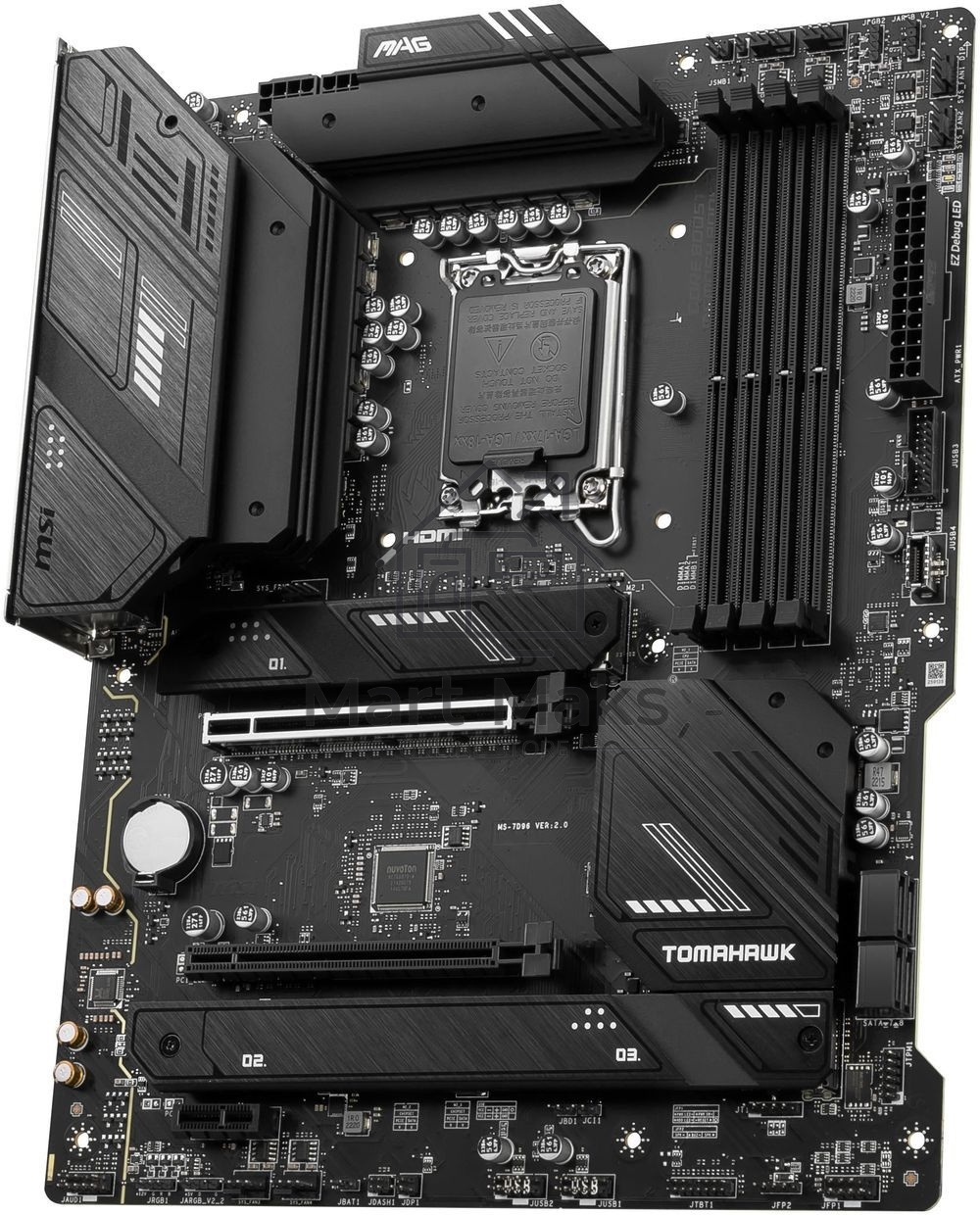 Материнская плата MSI MAG B760 TOMAHAWK WIFI, LGA 1700, Intel B760, 4xDDR5, 4xSATA, 3xM.2, 1xPCI-E 3.0 x4, 1xPCI-E 5.0 x16, 1xHDMI, 1xDP, 1xUSB Type-C, 1x2.5Gb LAN, 4xUSB-A 2.0, 4xUSB-A 3.2 Gen 2, 5x3.5 мм, 7.1, Standard-ATX
