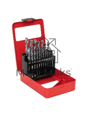 Набор сверл Matrix по металлу 1-10мм hss 19шт метал. коробка цил. хвостовик