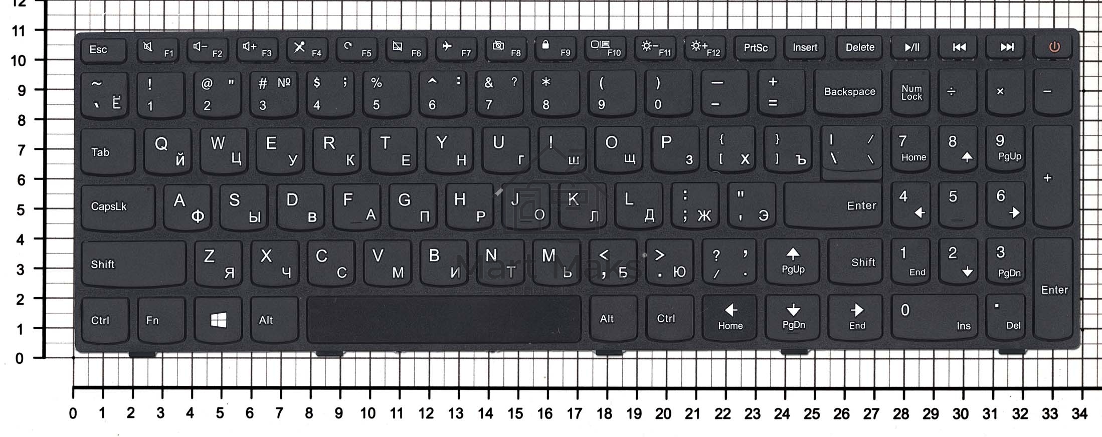 Клавиатура для ноутбука Lenovo IdeaPad 110-15ISK 110-17ACL черная с рамкой