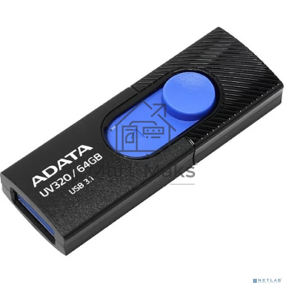 Флешка USB R/W ADATA R/W 64GB ADATA UV320, USB 3.1, черный/Голубой