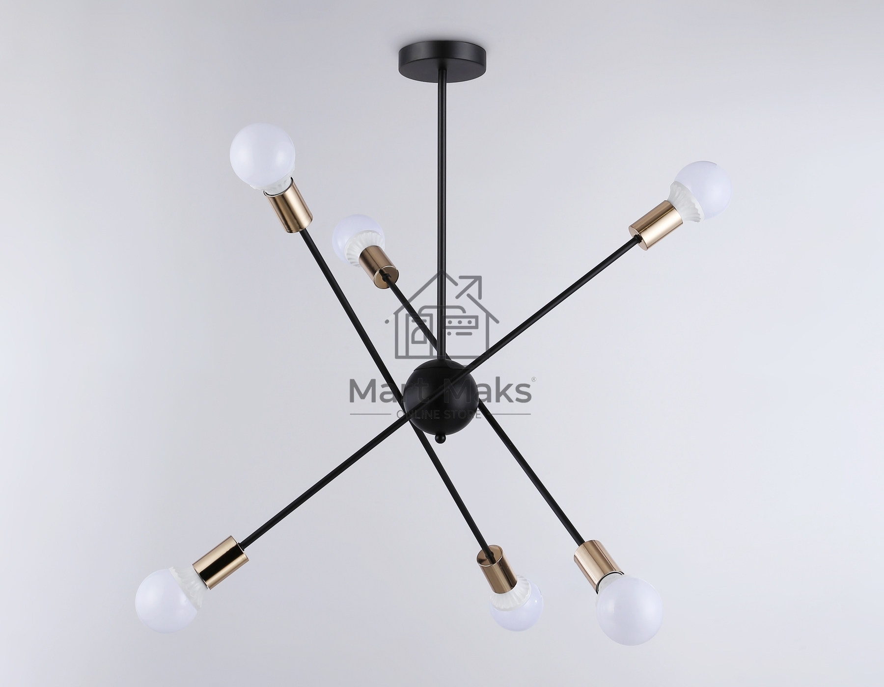 Светильник Ambrella light TR80435/6 BK/GD черный/золото E27/6 max 60W D950*730
