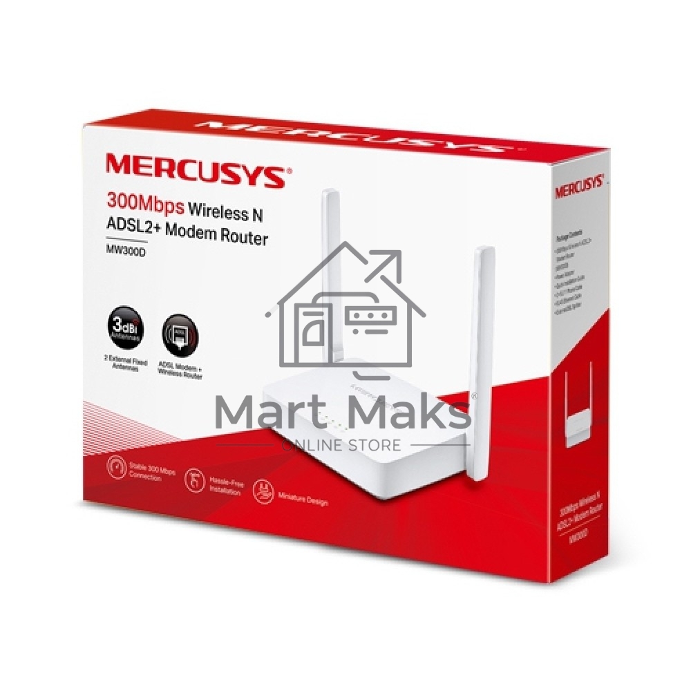 Роутер беспроводной Mercusys MW300D N300 10/100BASE-TX/ADSL