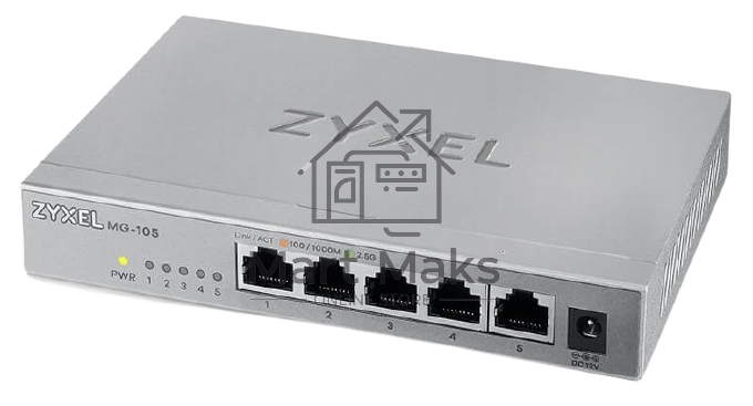 Мультигигабитный коммутатор Zyxel MG-105, 5x1/2,5GE, настольный, бесшумный