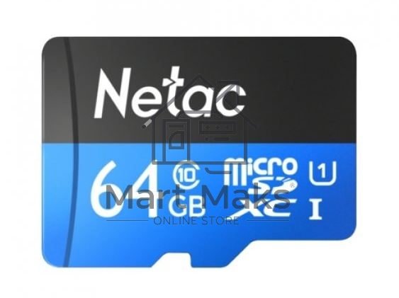 Флеш карта microSDHC 64GB Netac P500 <NT02P500STN-064G-R> (с SD адаптером) 80MB/s