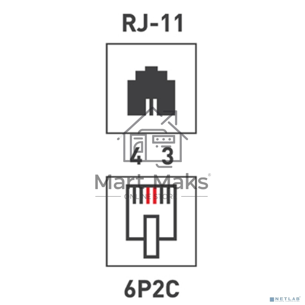 Розетка телефонная 1-м Proconnect RJ11 6P2C 03-0001-4