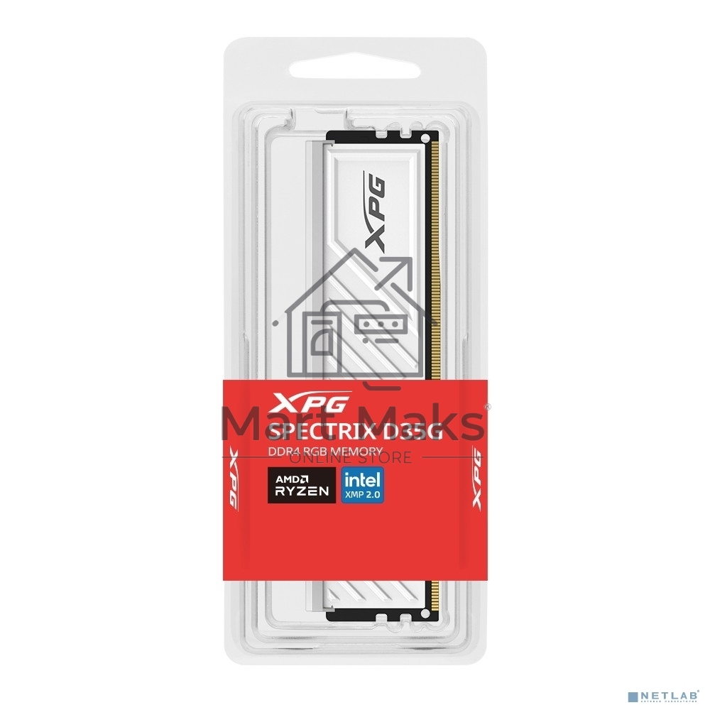 Оперативная память XPG Gammix D35, DDR4, 8GB (1x8GB), 3200MHz, CL16, UDIMM, с радиатором, белый
