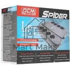 Источник бесперебойного питания Powercom Back-UPS SPIDER, Line-Interactive, LCD, AVR, 900VA/540W, Schuko, USB, black (1456263)