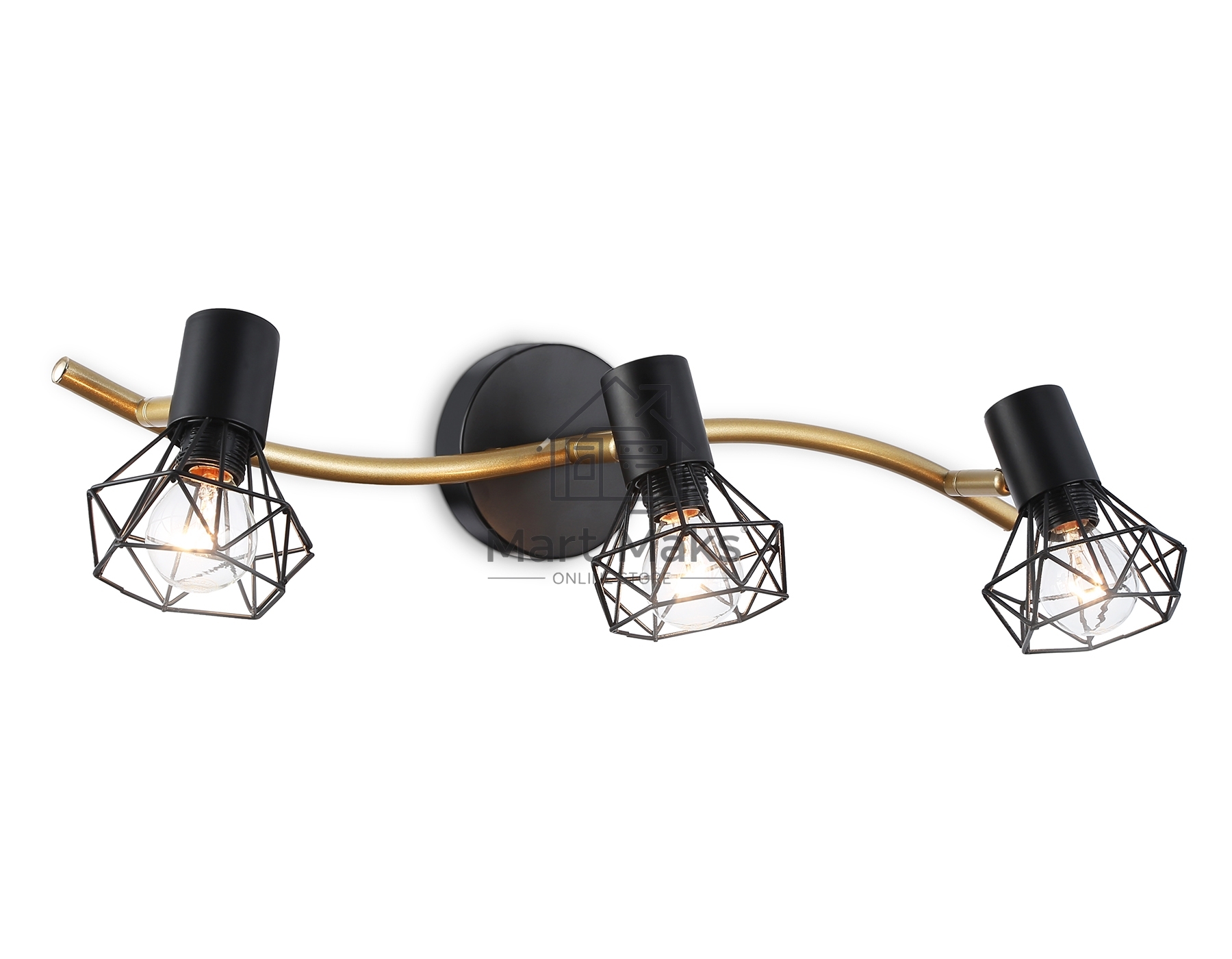 Светильник Ambrella light TR8657/3 BK/GD черный/золото E14/3 max 60W 550*100*185