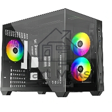 Корпус Case ID-Cooling VIEW 500 ARGB Black mATX/win TG/3 fans/Gen2 Type C/CPU 162mm/GPU 407mm/no PSU