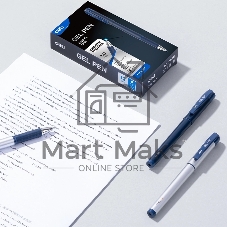 Ручка гелевая Deli EG159-BL ассорти, d=1.0мм, синие чернила, резиновая манжета