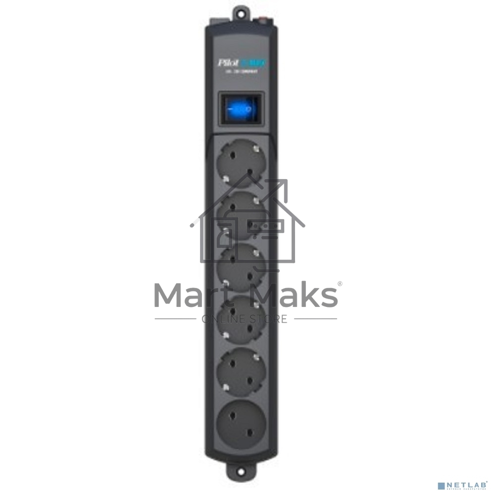 Сетевой фильтр Surge protector Pilot S Max (5 euros + 1GP), 15A/3.5kVA, automatic, 5 m, graphite