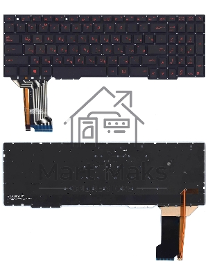 Клавиатура для ноутбука Asus FX553VE черная с красной подсветкой