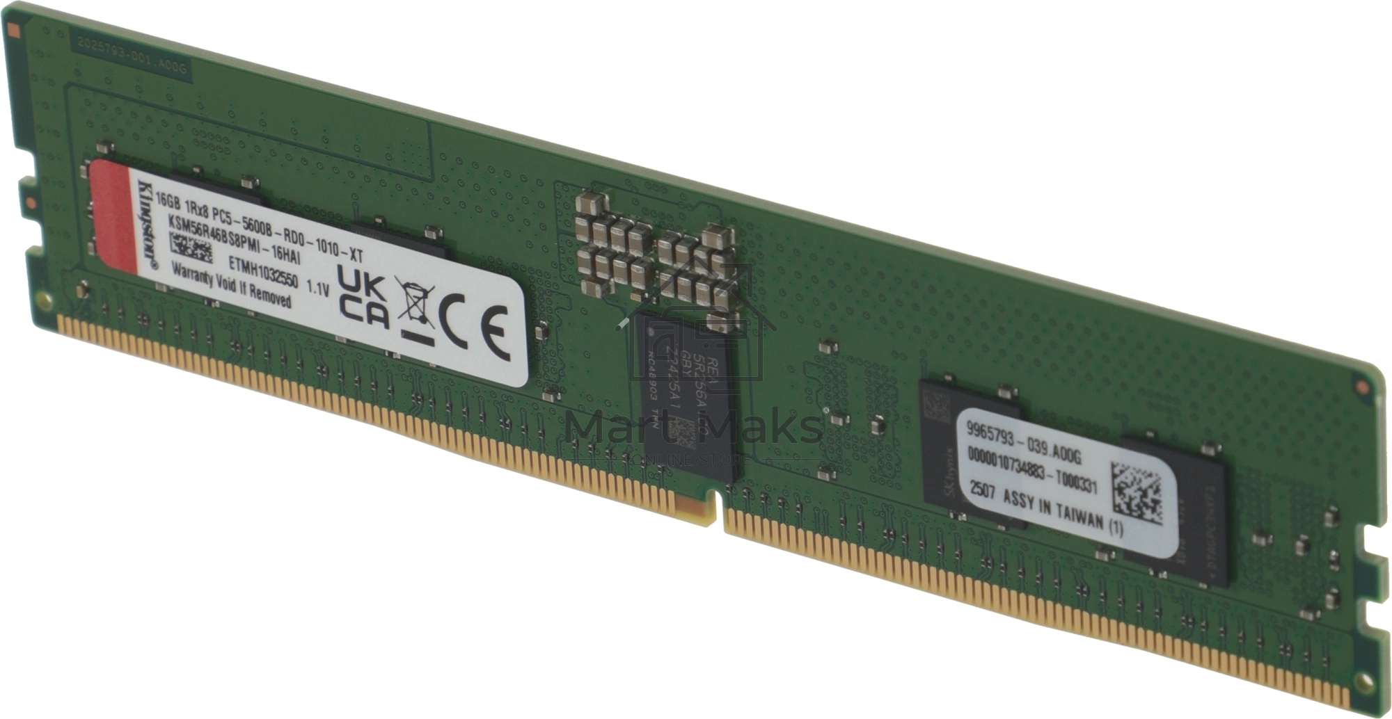 Оперативная память Kingston Server Premier, DDR5, 16GB (1x16GB), 5600MHz, CL46, DIMM, ECC