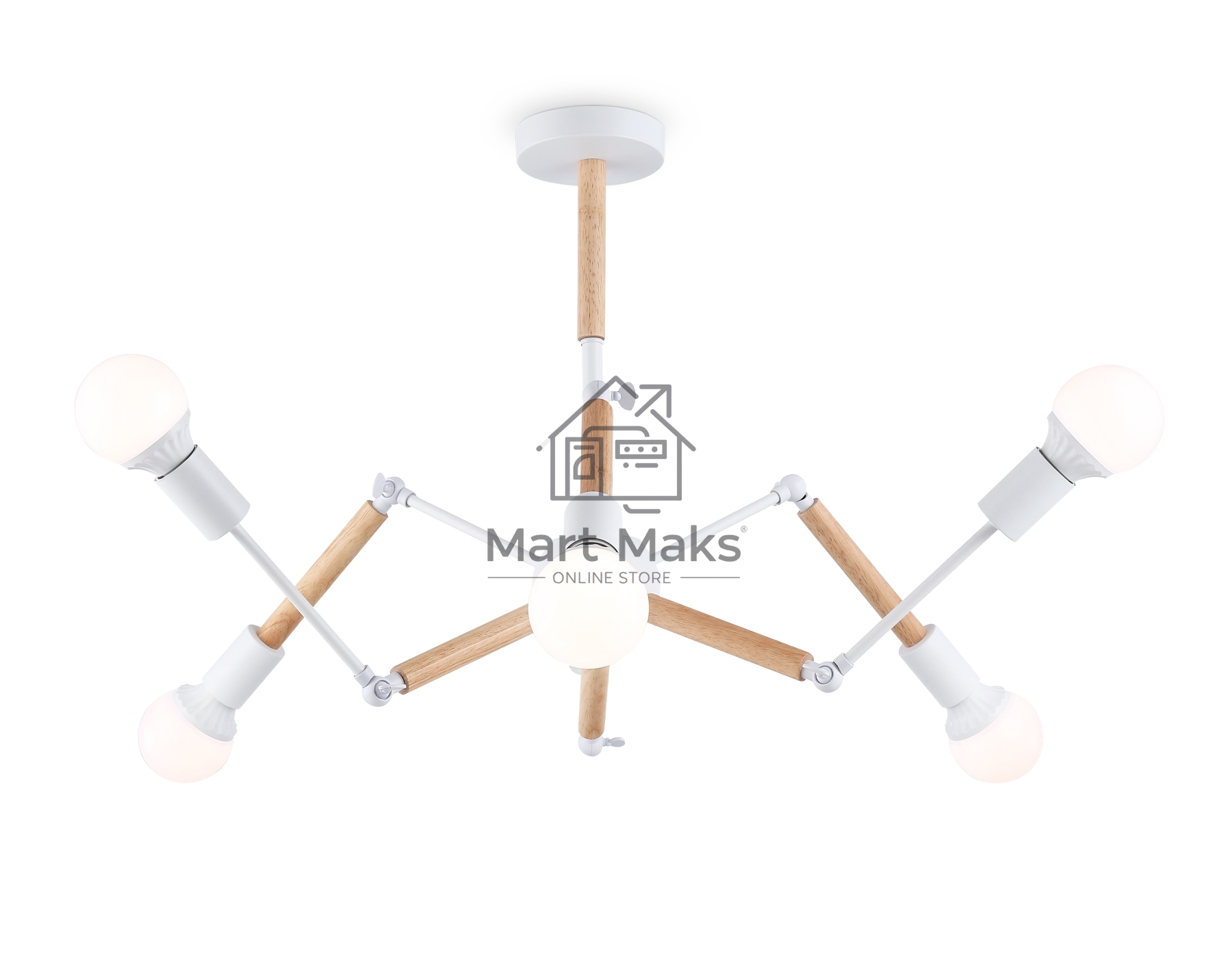 Светильник Ambrella light TR80485/6 WH/LW белый/светлое дерево E27/6 max 60W D930*510